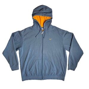 Vintage Nike Hoodie Gray Orange Full Zip Sweatshirt Swoosh